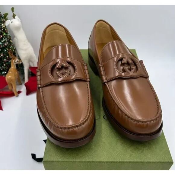 Men’s Gucci Interlocking G Leather Loafers – Size 12 - Picture 1 of 9